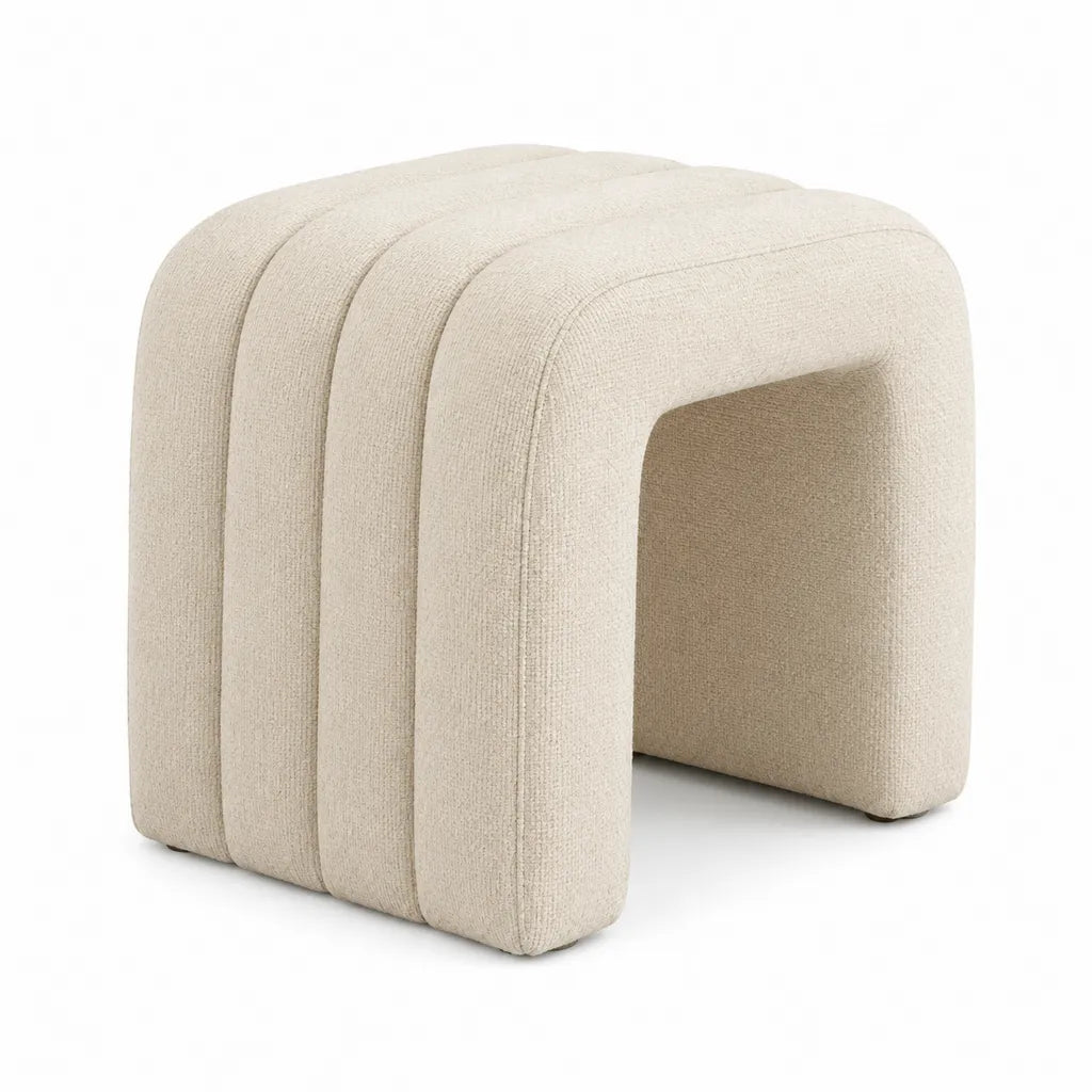 Fußhocker Sitzhocker gepolstert in U-Form 45 x 45 x 45 cm Polyester Creme