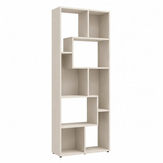 Bücherregal mit 9 Fächern 60 x 24 x 180 cm Spanplatte rechteckig cremeweiß