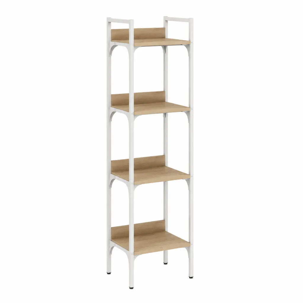 Bücherregal Standregal 60 x 30 x 180 cm Stahl Spanplatte rechteckig Weiß Eiche