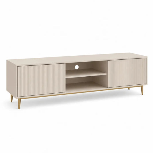 TV Lowboard mit Schiebetüren aus MDF rechteckig beige 160 x 40 x 55 cm