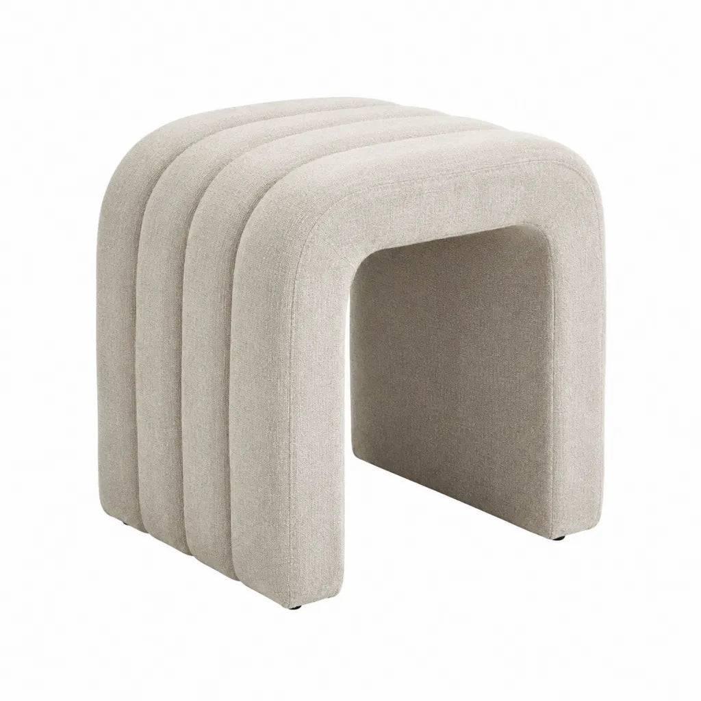 Fußhocker mit Polyesterbezug Bogenform Beige 45 x 45 x 46 cm