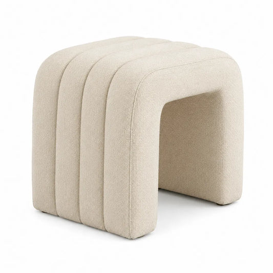 Fußhocker Sitzhocker gepolstert in U-Form 45 x 45 x 45 cm Polyester Creme