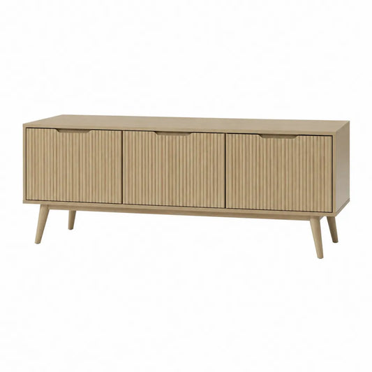 TV-Lowboard mit 4 Türen aus MDF in Eichenoptik 160 x 40 x 60 cm Natur