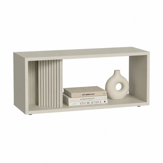 Bücherregal mit Schiebetür aus MDF rechteckig beige 100 x 30 x 50 cm